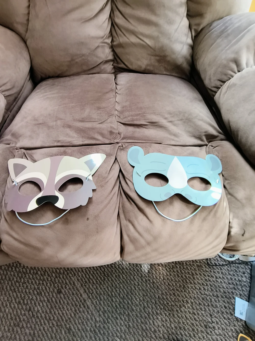 Halloween Kids Animal Face Masks - Brown Racoon & Light Blue Bear - Unbranded